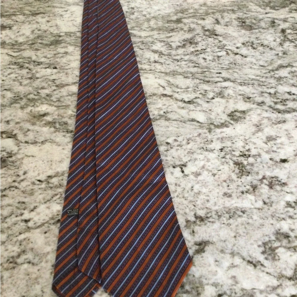 Stefano Ricci Orange and Blue Diagonal Stripe Silk Tie